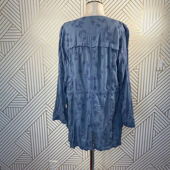 Anthropologie Hei Hei Melita Utility Jacket Cardigan Embroidered Blue Size Small - Picture 9 of 12